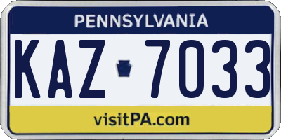 PA license plate KAZ7033