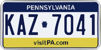 PA license plate KAZ7041