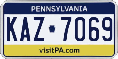 PA license plate KAZ7069