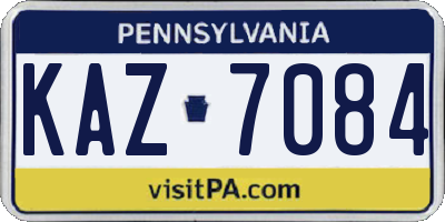 PA license plate KAZ7084