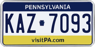 PA license plate KAZ7093