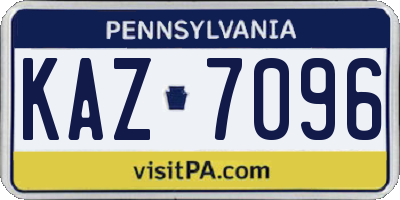 PA license plate KAZ7096