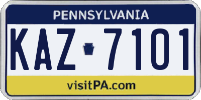 PA license plate KAZ7101