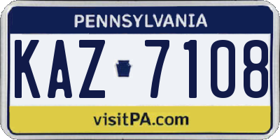 PA license plate KAZ7108