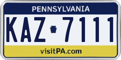 PA license plate KAZ7111