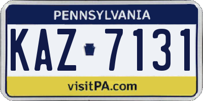 PA license plate KAZ7131