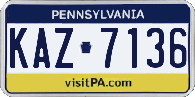 PA license plate KAZ7136