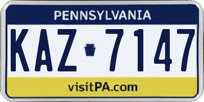 PA license plate KAZ7147