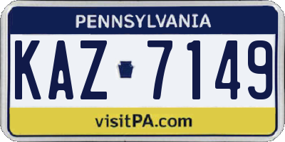 PA license plate KAZ7149
