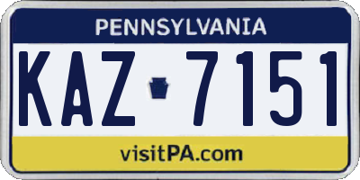 PA license plate KAZ7151