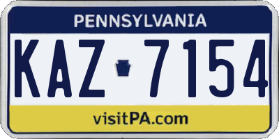 PA license plate KAZ7154