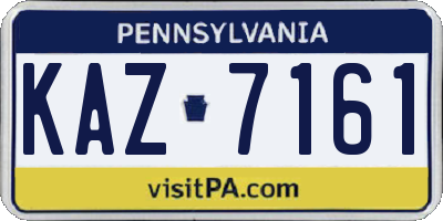 PA license plate KAZ7161