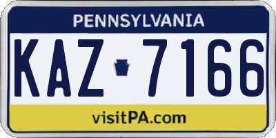 PA license plate KAZ7166