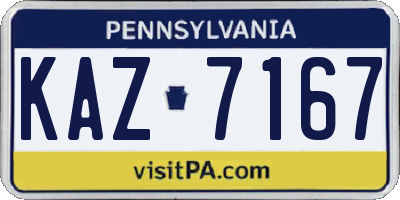 PA license plate KAZ7167