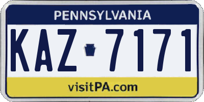 PA license plate KAZ7171