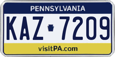 PA license plate KAZ7209