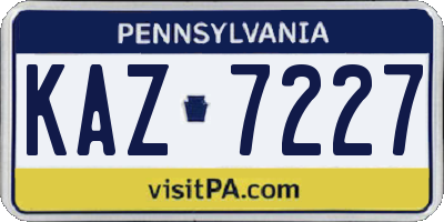 PA license plate KAZ7227