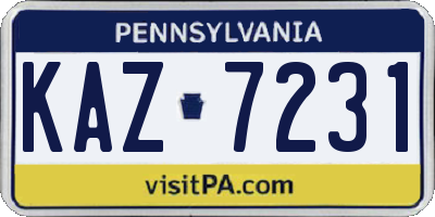 PA license plate KAZ7231