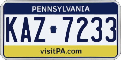 PA license plate KAZ7233