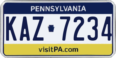 PA license plate KAZ7234