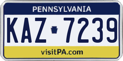 PA license plate KAZ7239