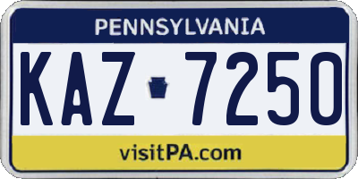 PA license plate KAZ7250