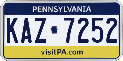 PA license plate KAZ7252