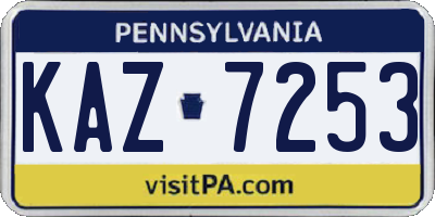 PA license plate KAZ7253