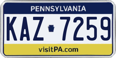 PA license plate KAZ7259