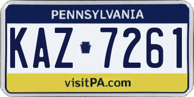 PA license plate KAZ7261