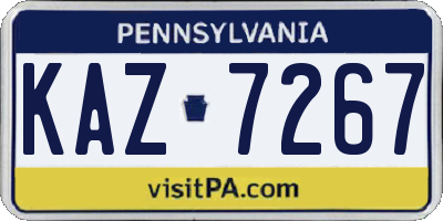 PA license plate KAZ7267