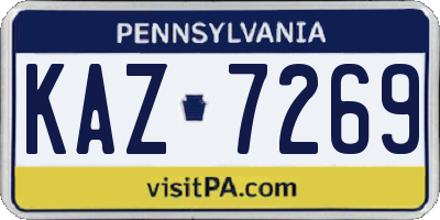 PA license plate KAZ7269