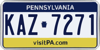 PA license plate KAZ7271