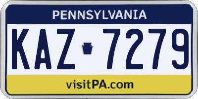 PA license plate KAZ7279