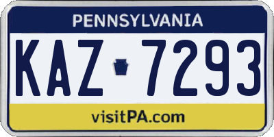PA license plate KAZ7293