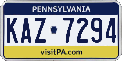 PA license plate KAZ7294