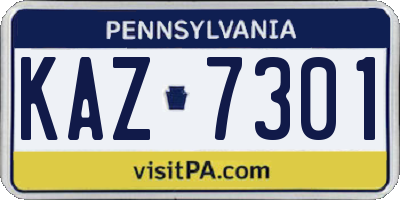 PA license plate KAZ7301