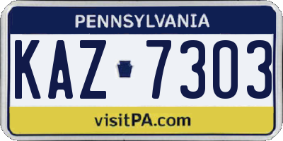 PA license plate KAZ7303