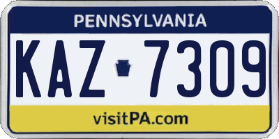 PA license plate KAZ7309