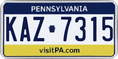 PA license plate KAZ7315