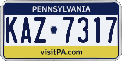 PA license plate KAZ7317
