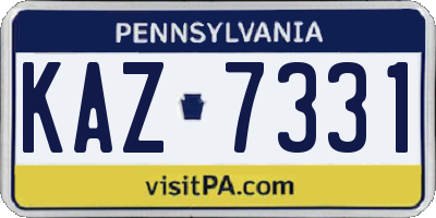 PA license plate KAZ7331