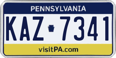PA license plate KAZ7341