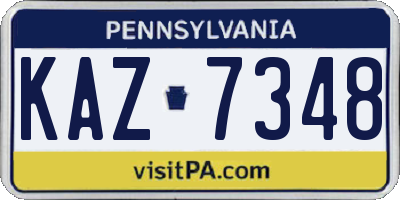 PA license plate KAZ7348