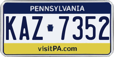 PA license plate KAZ7352