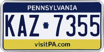 PA license plate KAZ7355
