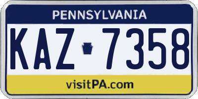 PA license plate KAZ7358
