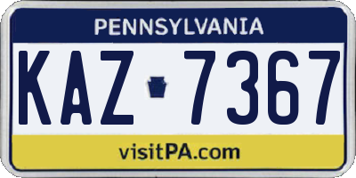 PA license plate KAZ7367