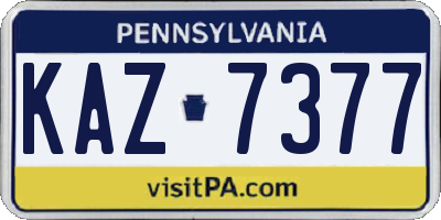 PA license plate KAZ7377