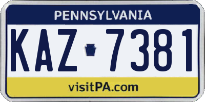 PA license plate KAZ7381